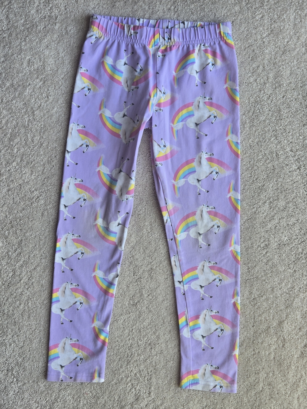 Girls' Lavender Unicorn & Rainbow Leggings